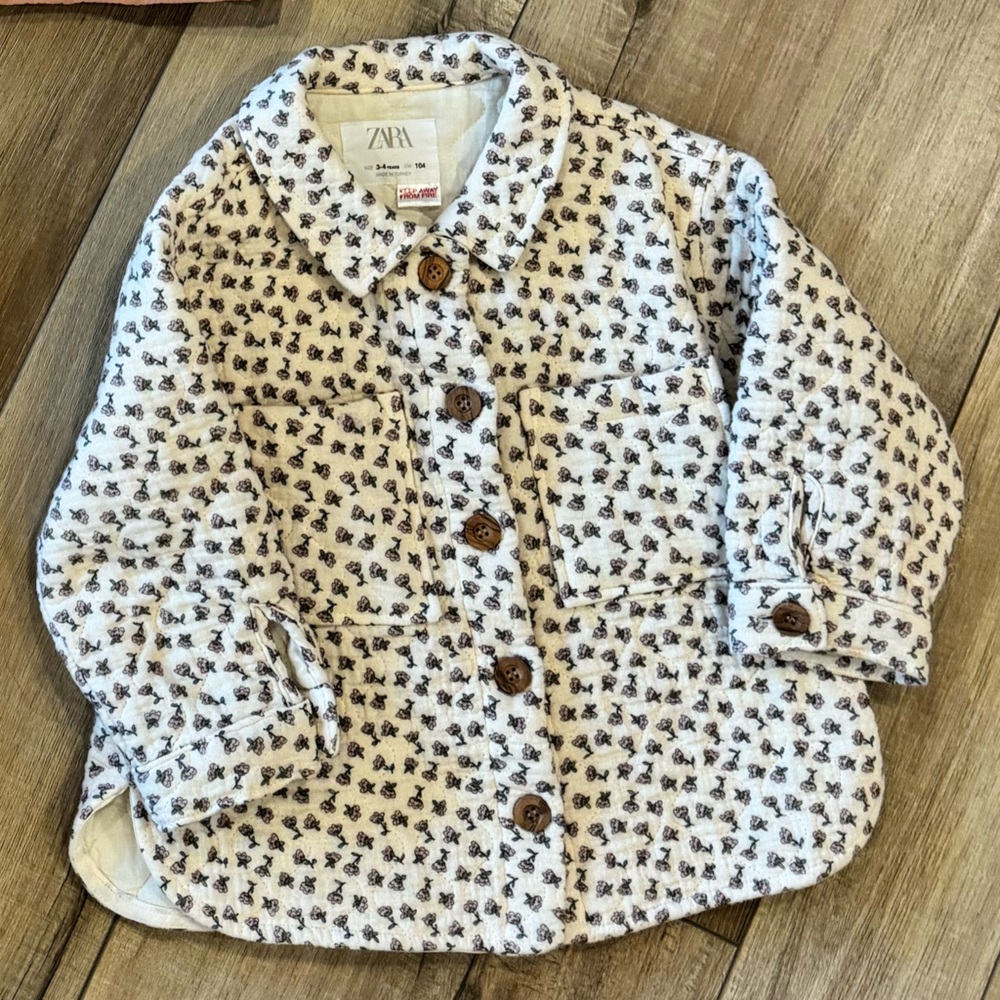 Zara flower print quilted jacket 4T